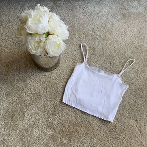 Topshop White Crop Ruffle Hem Tank